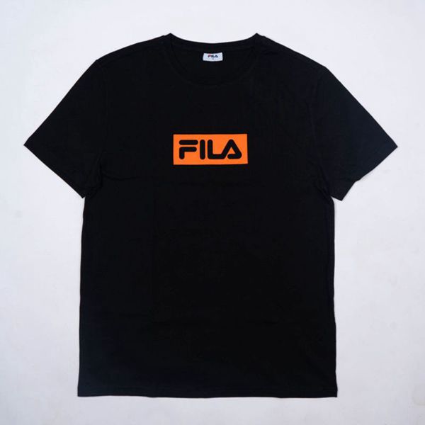 Camisetas Manga Corta Fila Mujer Negras / Naranjas - Ali Oversized - España 379068ZFJ